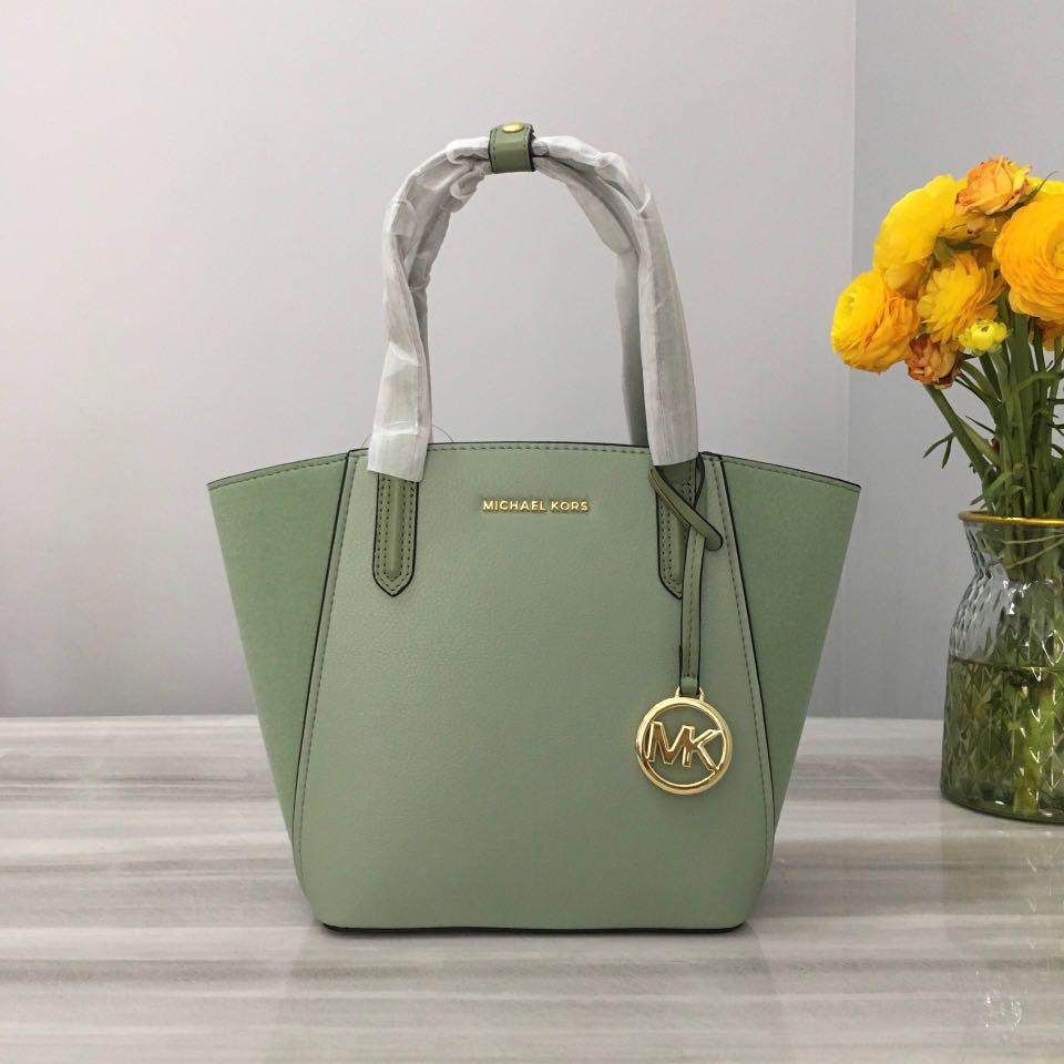 Michael Kors Bags | Michael Kors Portia Small Tote Leather | Color: Gold/Green | Size: Small | 4yousale's Closet