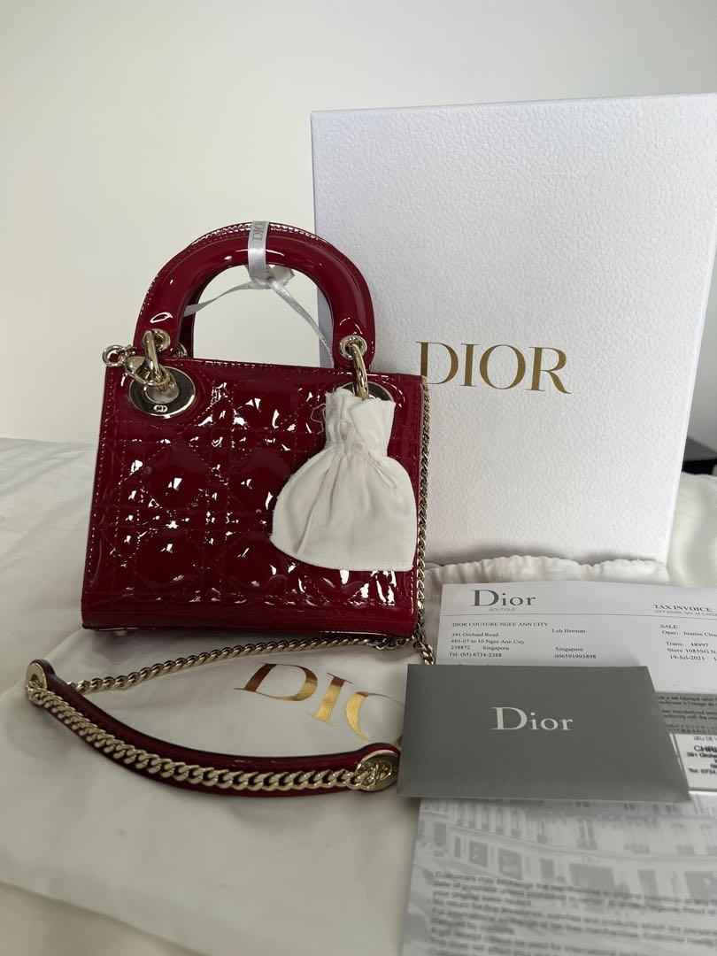 Dior - Mini Lady Dior Wallet Cherry Red Patent Cannage Calfskin - Women