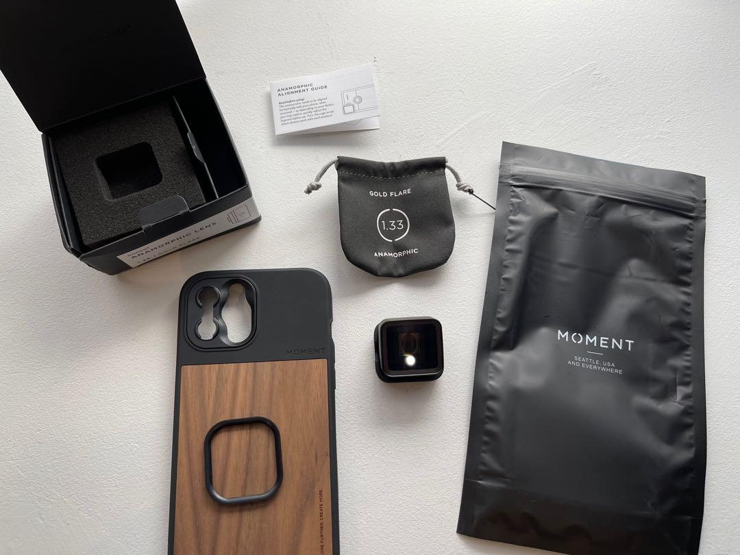 Moment Anamorphic gold flare lens + iphone 12 pro max case, Photography