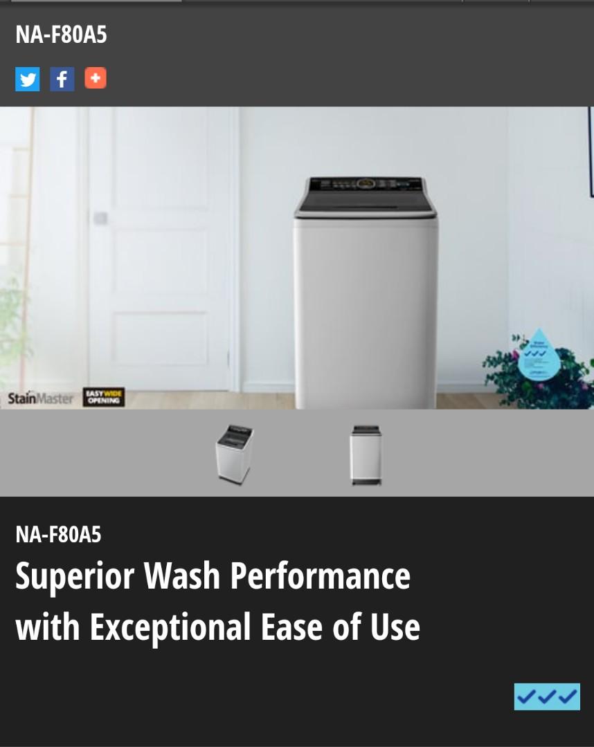NAF80A5 TOP LOAD WASHING MACHINE [PANASONIC], TV & Home Appliances