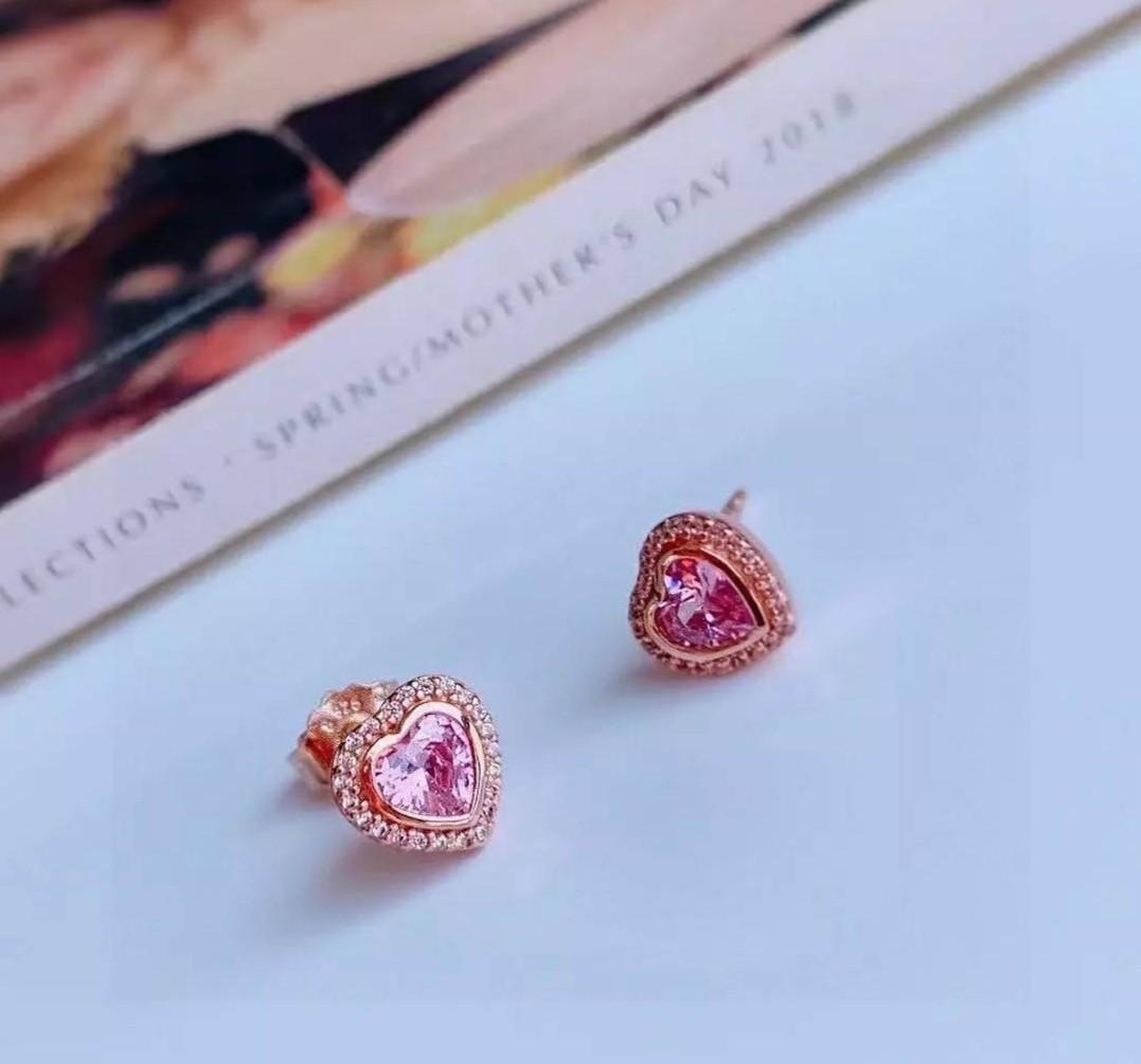 Pandora rosegold heart earrings, Women 