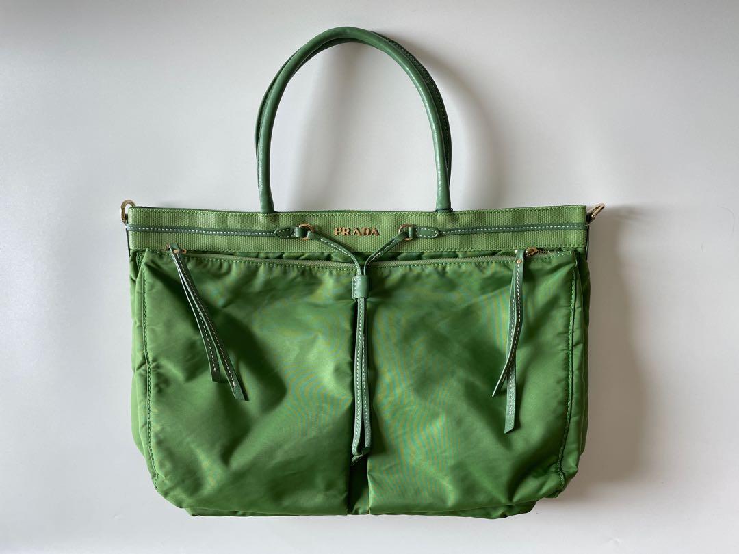 prada green tote bag