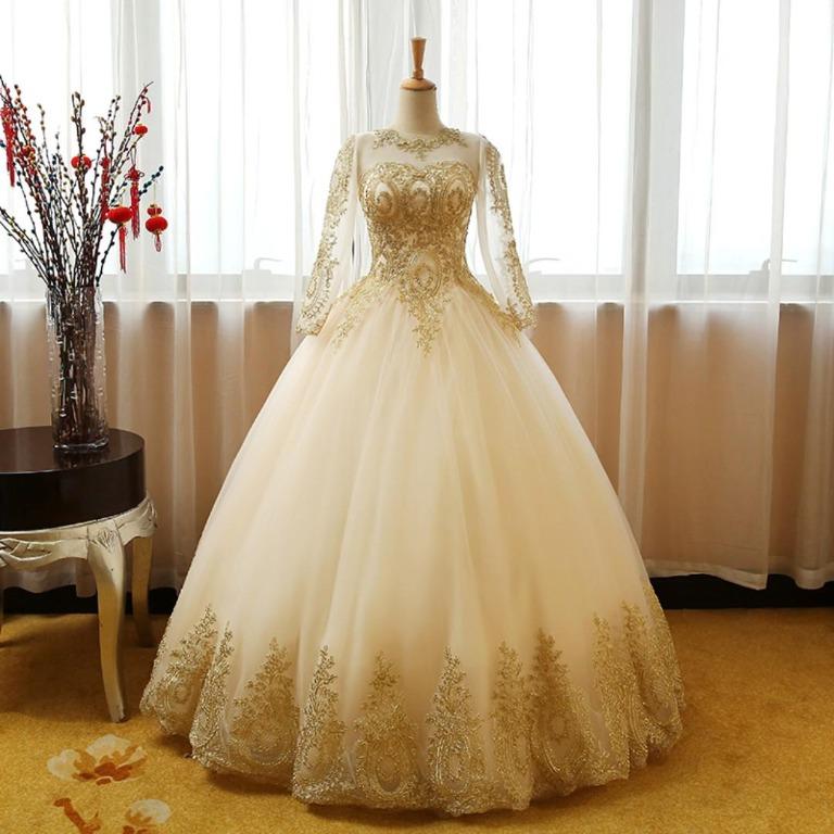 Red white and gold wedding dresses discount