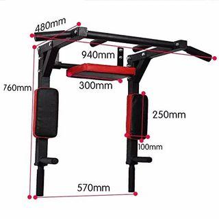 Multifunctional Wall Mounted Pull Up Bar Power Tower Set Chin Up Station Dip Station