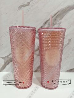 China 2023 Starbucks Triangle Pink Glass 16oz Straw Cup Tumbler With C