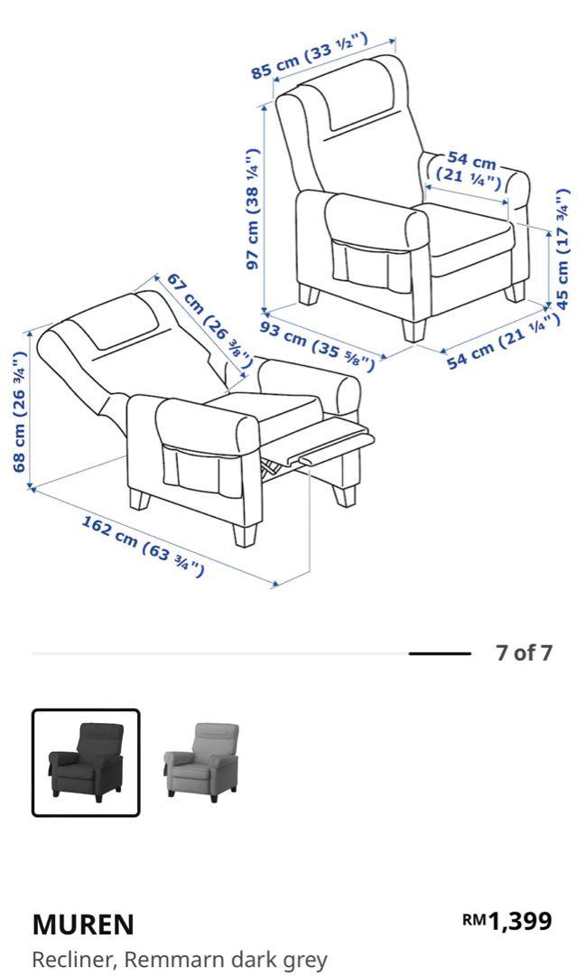 MUREN recliner, Remmarn dark gray - IKEA