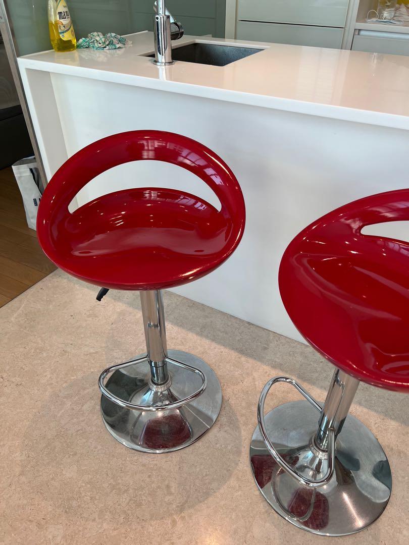 Red Bar Stools, Furniture & Home Living, Furniture, Chairs on Carousell