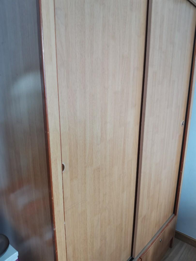 Rubber wood wardrobe, Furniture & Home Living, Furniture on Carousell
