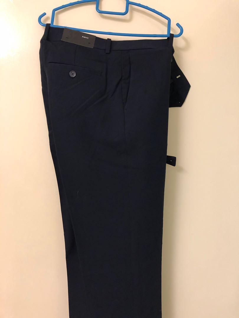 Seluar Slack Lelaki Blue Black on Carousell