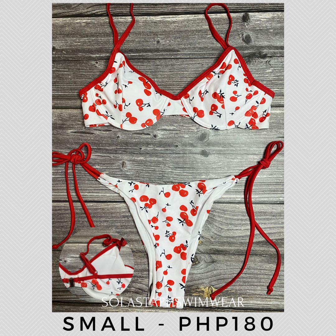 Shein Cherry White Underwired Bikini Womens Fashion Swimwear Bikinis And Swimsuits On Carousell 