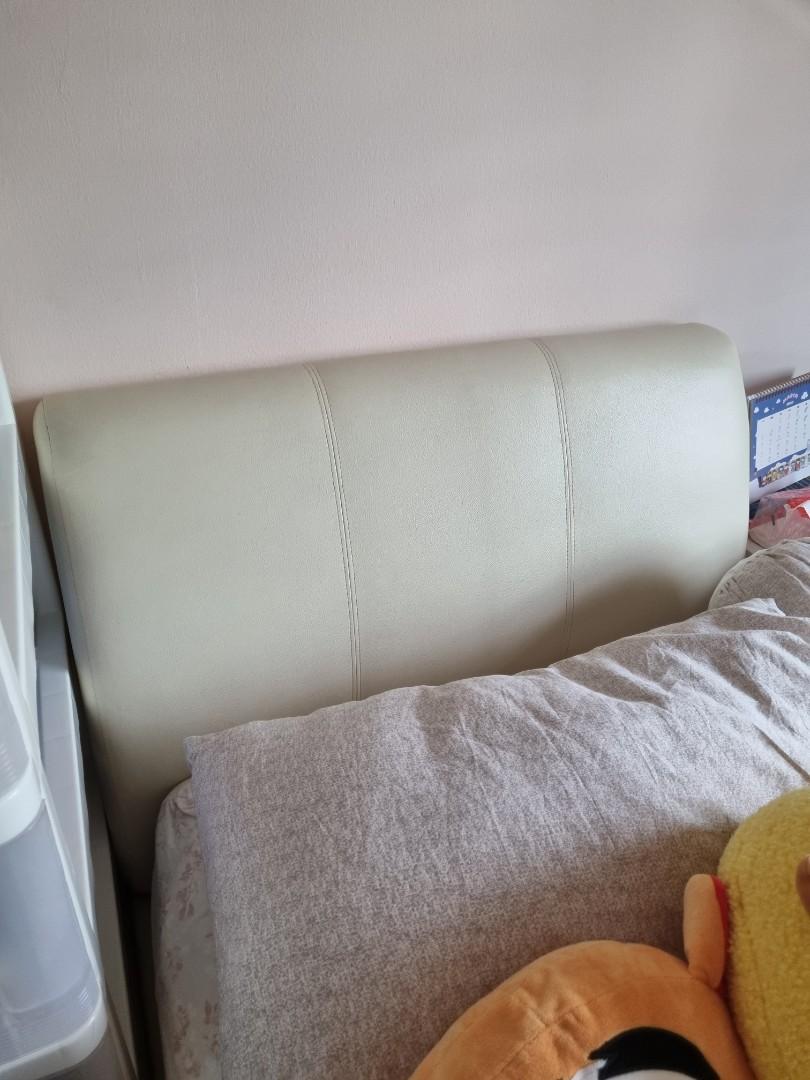 Single bed frame cream color, Furniture & Home Living, Furniture, Bed