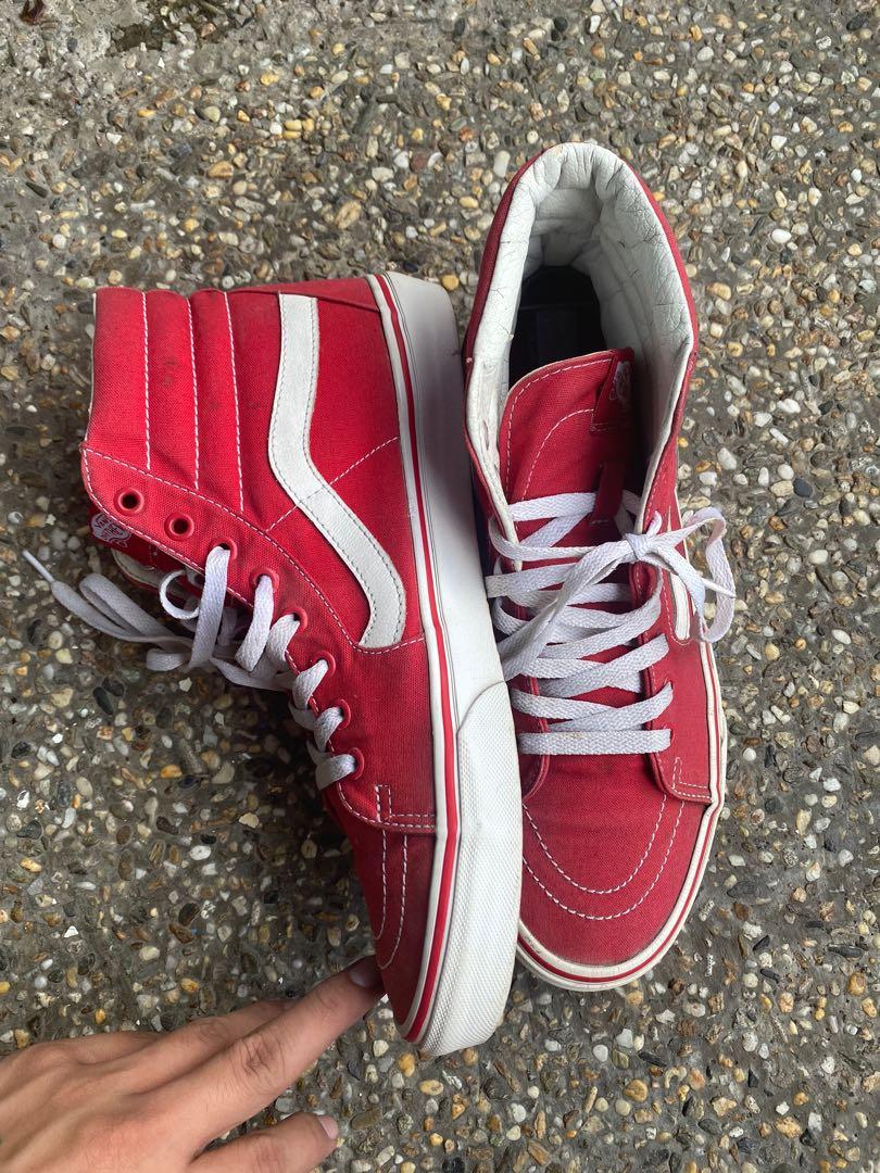 Vans sk8 hi mens red Clearance