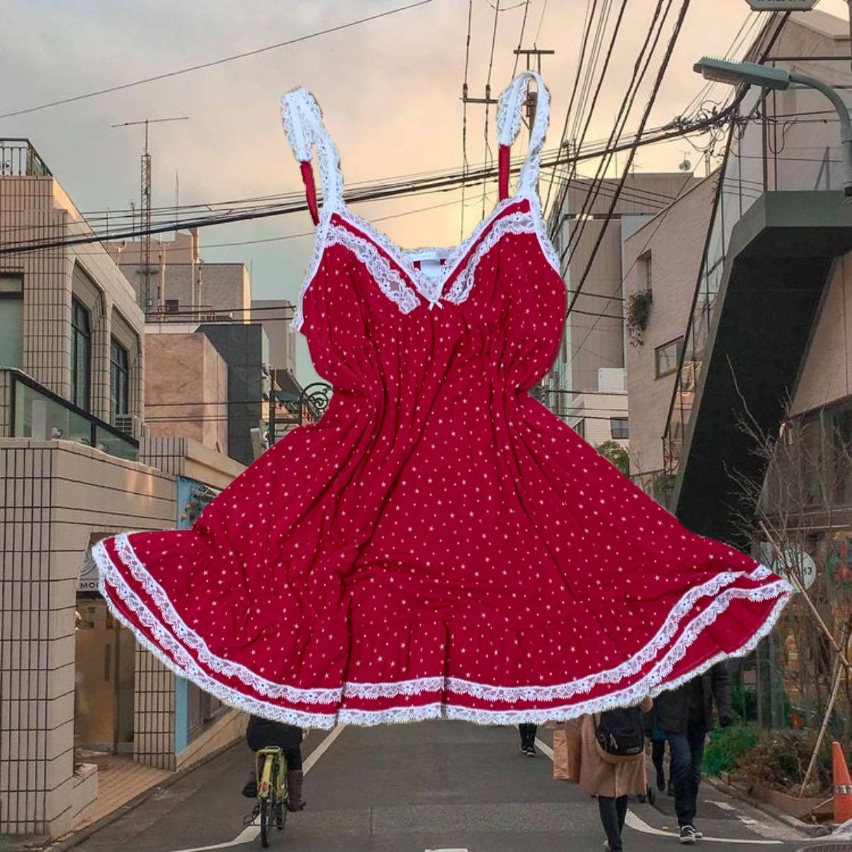 Red polka dot slip hotsell dress