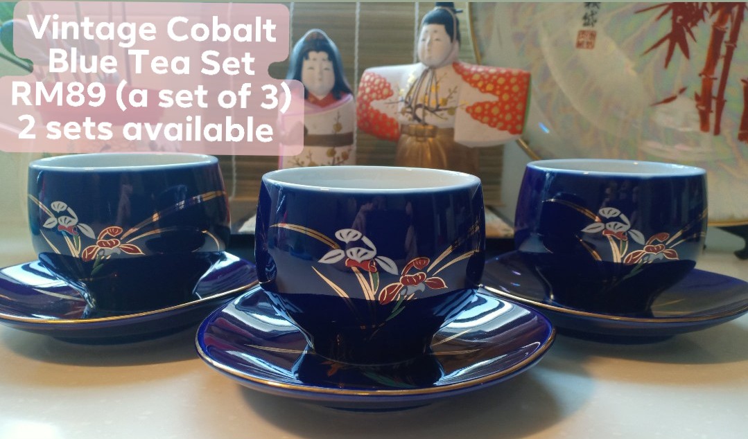 Vintage Cobalt Blue Tea Set, Furniture & Home Living, Kitchenware