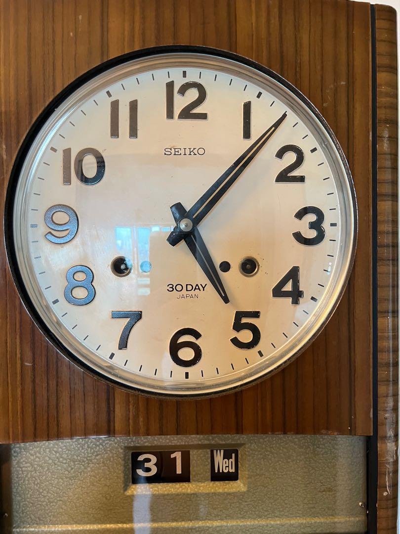 Vintage Seiko wall clock with daydate dials. Japan made, Furniture
