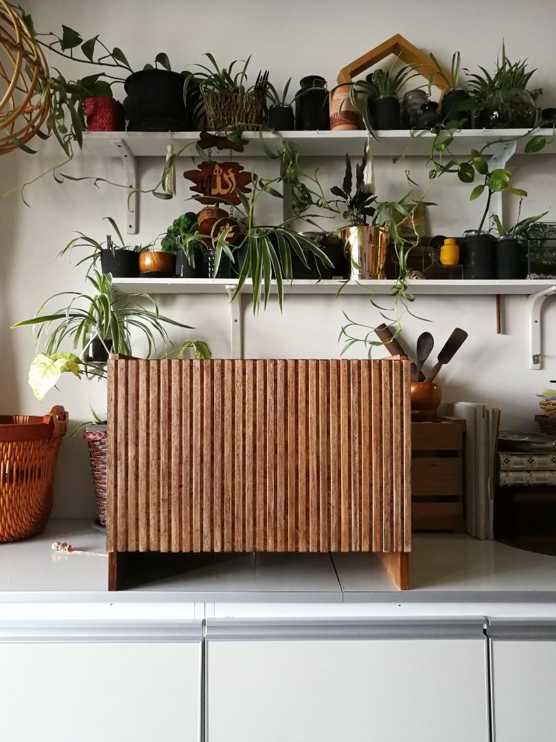 Wood shop slat cabinet