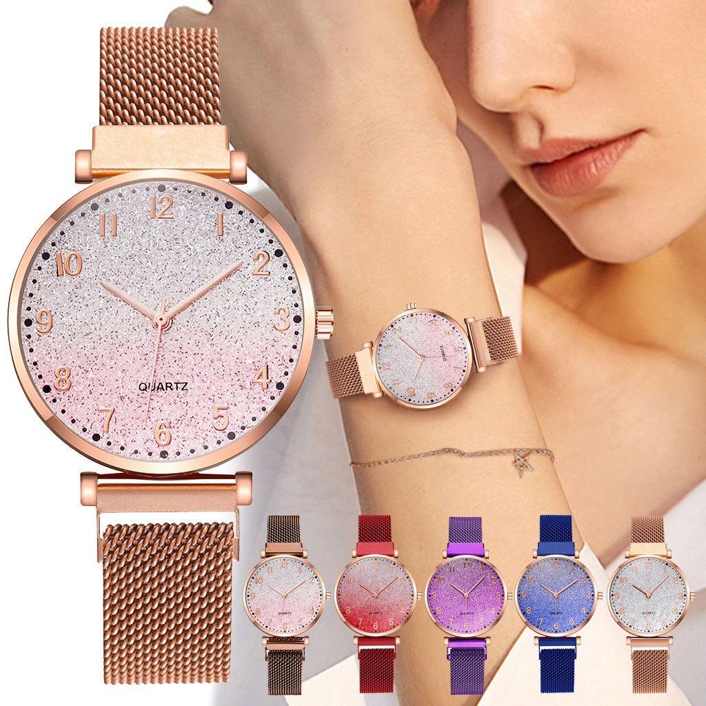 Women Fashion Gradient Color Starry Sky Watch Ladies Magnetic