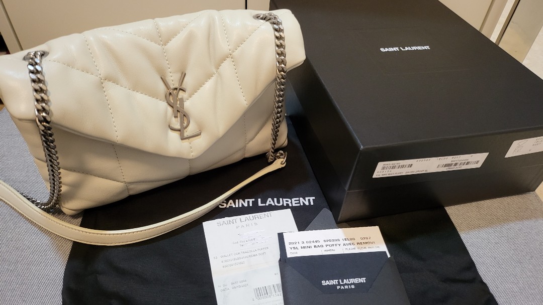 Authentic YSL Puffer Toy Loulou crema soft Saint Laurent, Luxury