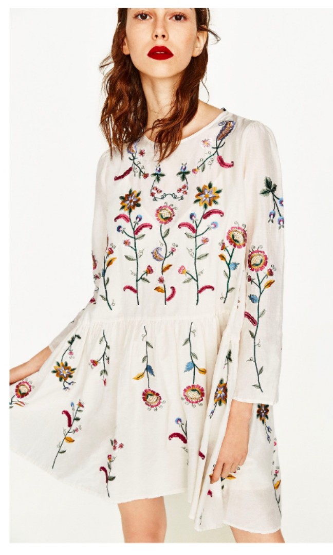Floral embroidered dress zara 2025
