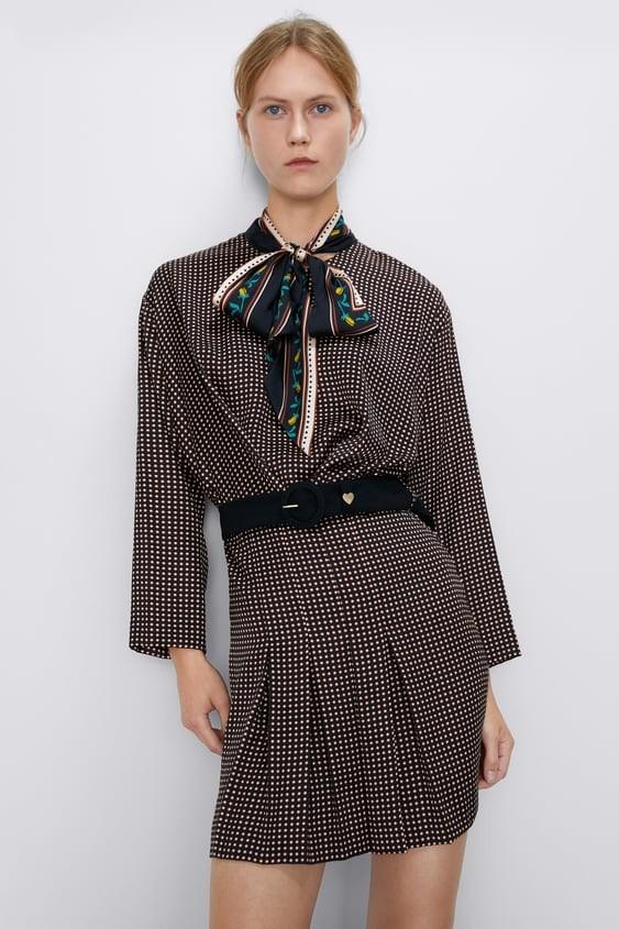ZARA MINI DRESS WITH PRINTED BOW 