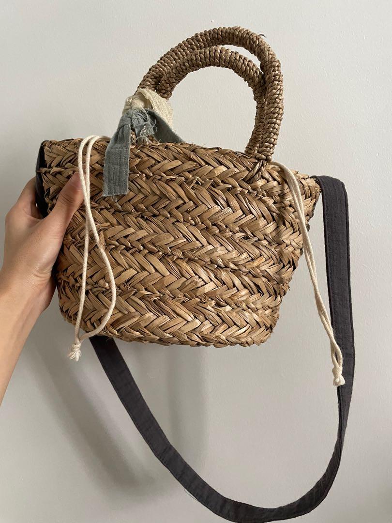 Straw bucket bag zara sales
