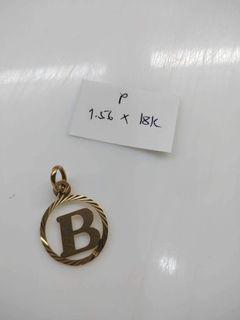 18k Saudi Gold Initial Letter B Pendant