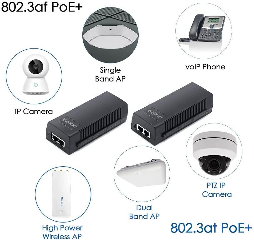 83) 30W PTZlink Gigabit PoE Injector 48V - 52V Active Power Supply Wall Plug  Ethernet Adapter, Powerline ,1GB 10/100/1000Mbps POE+ IEEE 802.3af /  802.3at Compliant, Up to 100 Meters UK Plug, Computers
