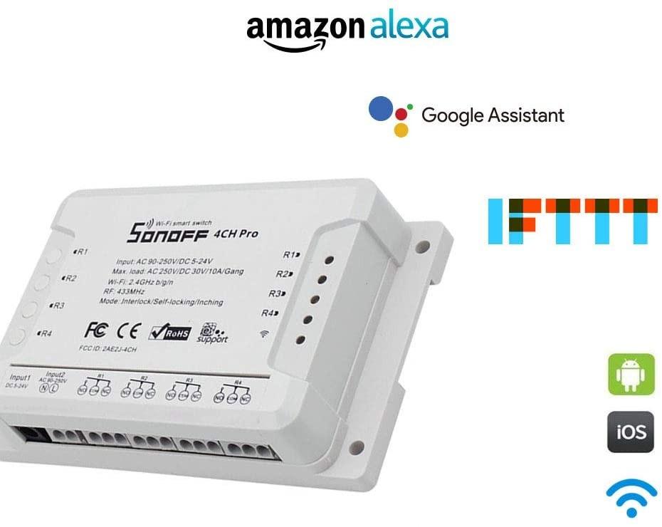 Sonoff 4CH Pro R2 4-Gang-Inching Amazon Alexa Google Home IFTTT RF 