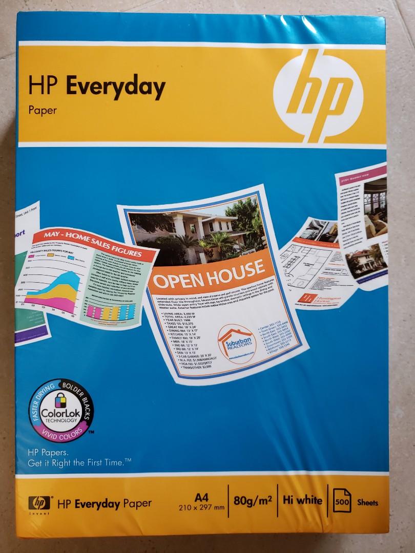 急讓]] HP A4 紙白紙EVERYDAY PAPER 500張送半疊, 興趣及遊戲, 手作＆自家設計, 文具- Carousell