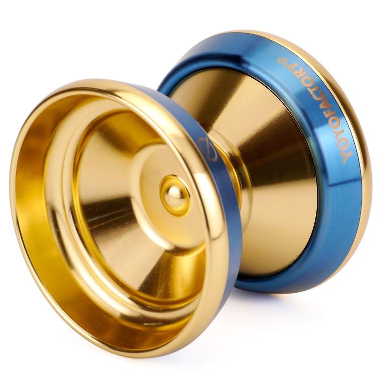 全新YYF IQ yoyofactory 蝶型金屬6061 搖搖Yoyo 悠悠球金色藍環Yoyoexpert yoyorewind spingear,  興趣及遊戲, 玩具 遊戲類- Carousell