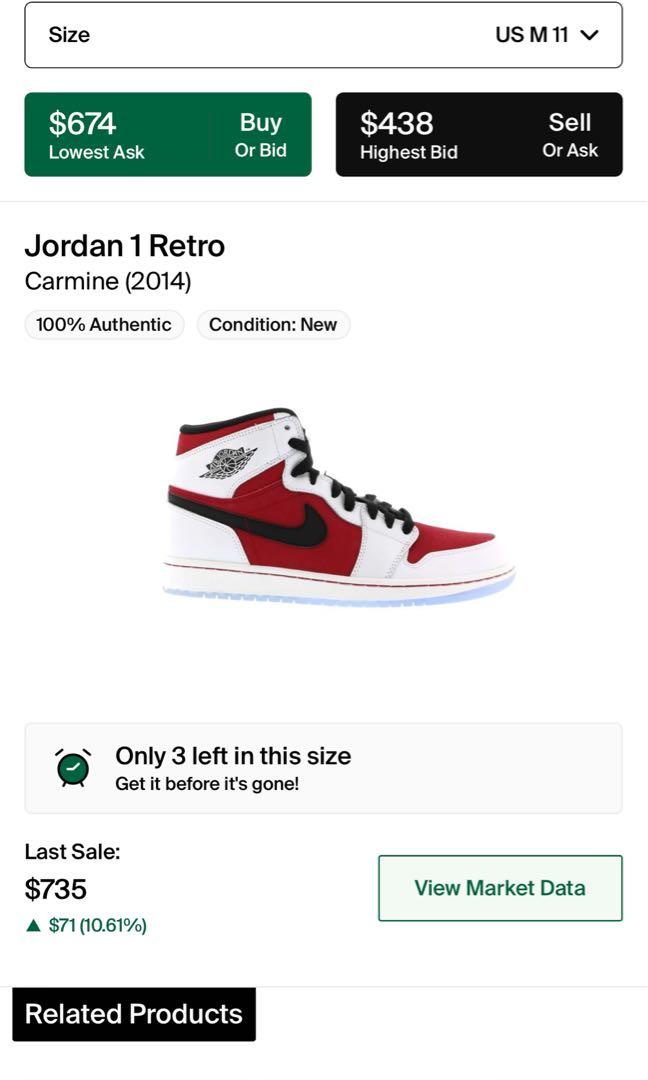 Air jordan 1 carmine hot sale