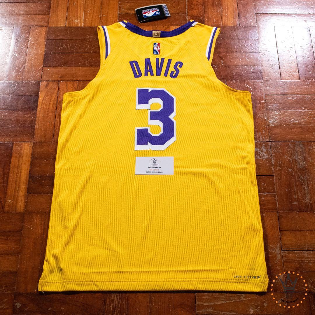 Anthony Davis Autographed Los Angeles Lakers Icon Edition Swingman Nike  Jersey With Dual Championship Embroidered Patches