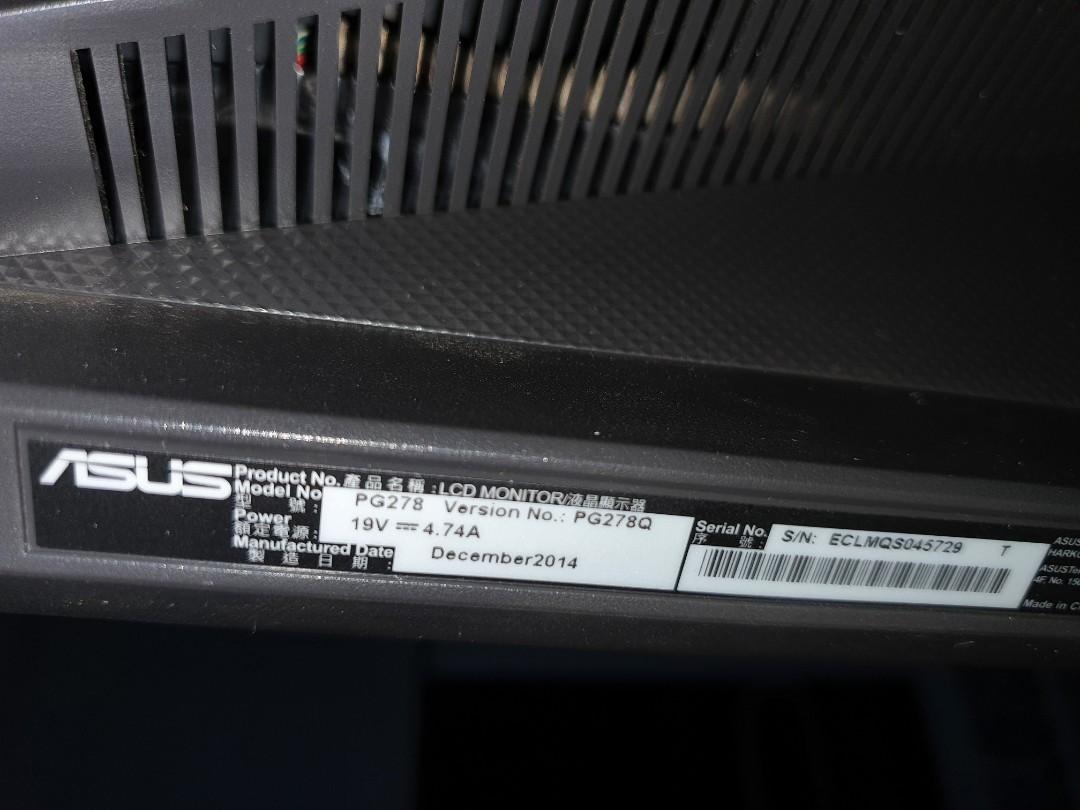 Asus ROG PG278 gaming 2k 144Hz IPS 