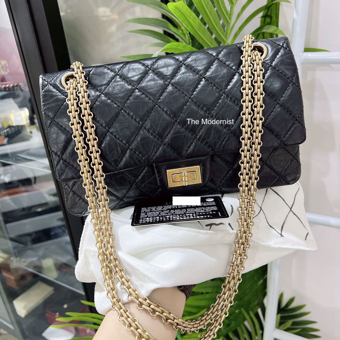 Authentic Chanel 2.55 Reissue 225 Black Aged Calf Gold Hardware Luxury Bags Wallets on Carousell