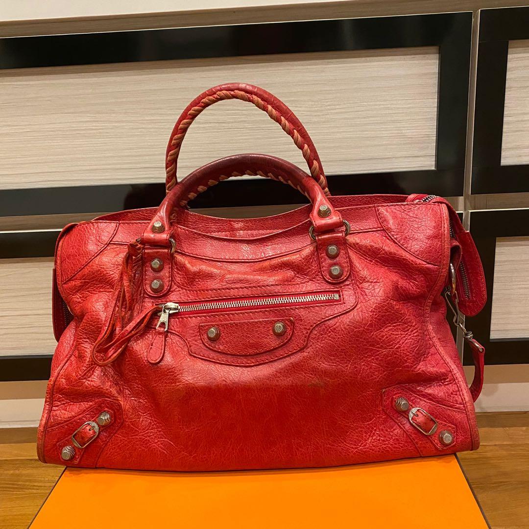 Balenciaga Medium Red Suede City Bag  Luxury Finds Consignment