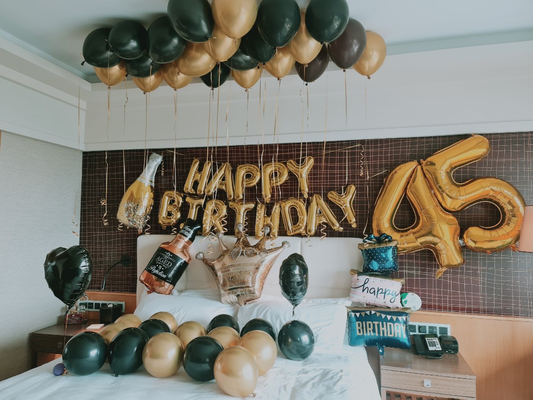 Birthday decoration, birthday set up , Hotel setup, helium balloon