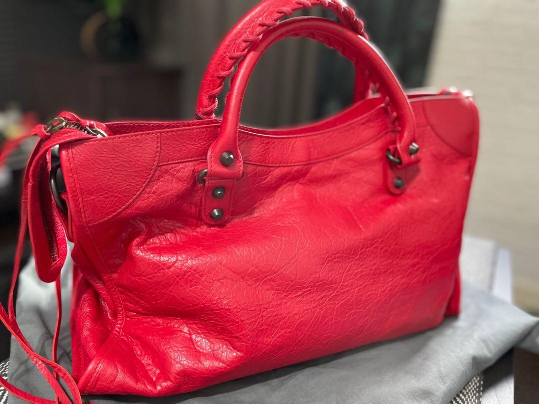 Red leather balenciaga discount