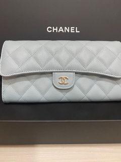 Chanel classic long flap silver hardware  wallet