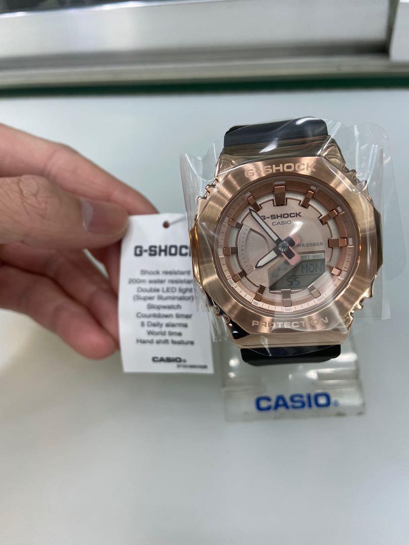 CASIO卡西歐 G-SHOCK 超人氣的八角(玫瑰金x金屬)錶殼設計 (女) GM-S2100PG-1A4