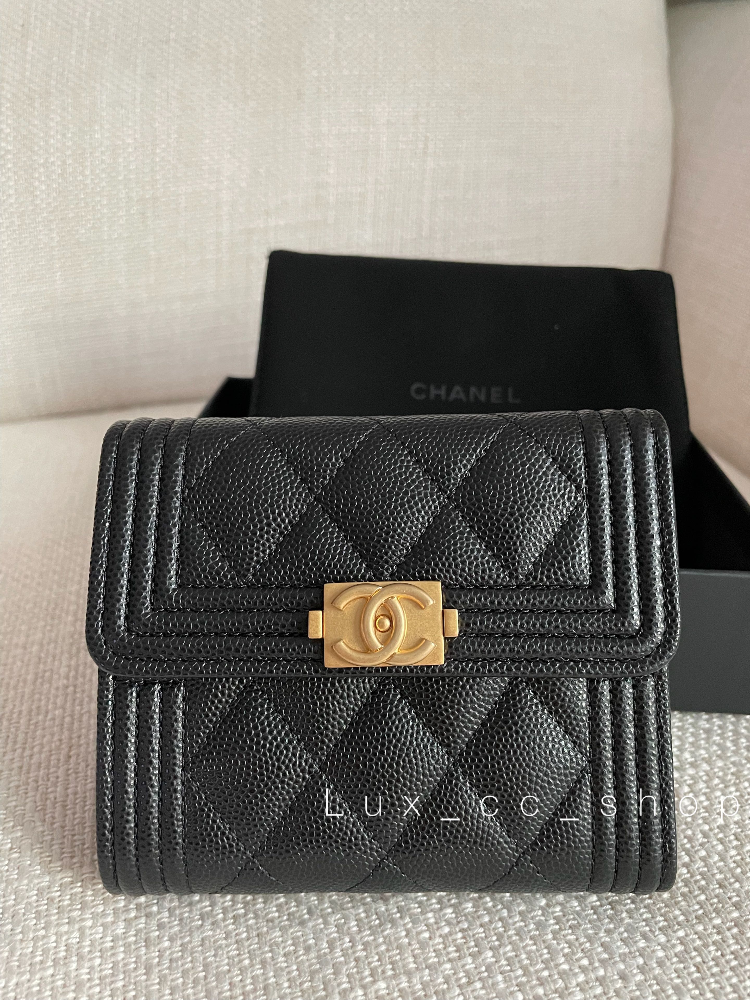 BOY CHANEL Long Flap Authentic wallet - Black with seasoned unique green  inner, Luxury, Bags & Wallets on Carousell