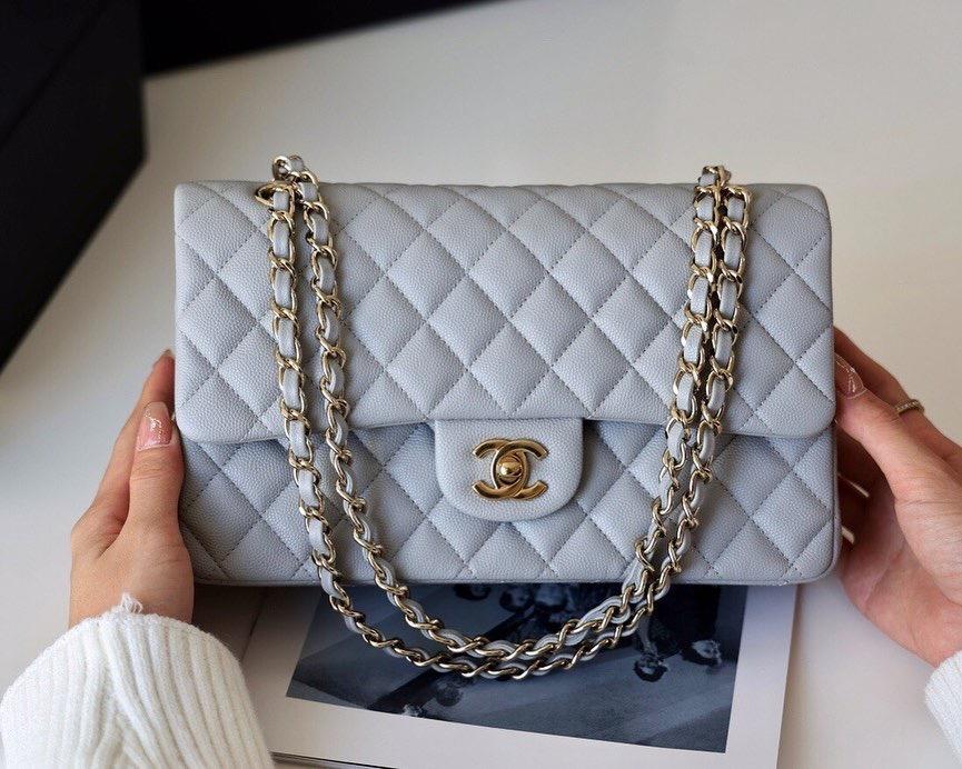 CHANEL Medium Classic Double Flap Bag in 20C Grey Lambskin