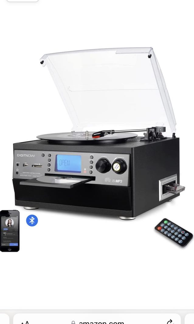 DIGITNOW Bluetooth Record Player Turntable with Stereo Speaker, LP