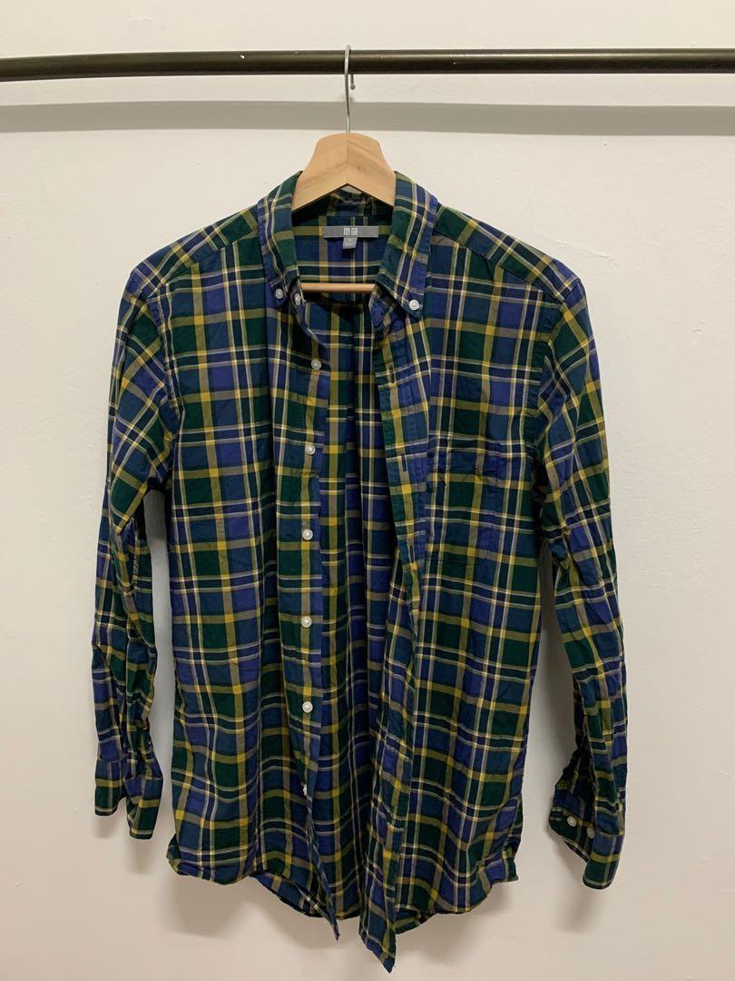 Flannel Uniqlo emerald green, Men's Fashion, Tops & Sets on Carousell