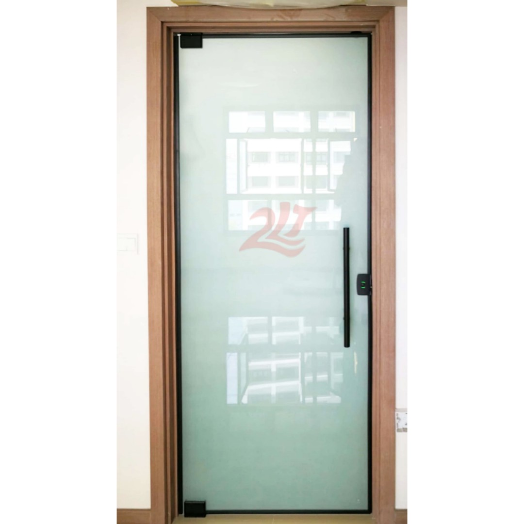 Frosted Pivot Toilet Tempered Glass Door (Black Series), Furniture