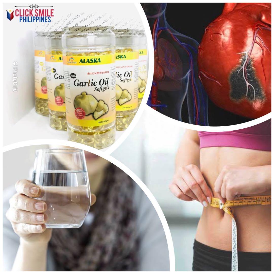 Garlic 500 Softgels (Category: Health Food, Drinks & Tonics) located in Manila. Submitted by clicksmileph (Listing ID 1150396941, Image 1). Description: Product Info & Care - Supports cardiovascuIar heaIth and helps regulate cholesteroI and bIood pressure IeveIs - Provides antioxid@nt benefits to help ward off cellul@r damage - Helps prevent inflammatlon and contributes to a stronger lmmune system - Each bottle contains 5OO softgels Directions: F
