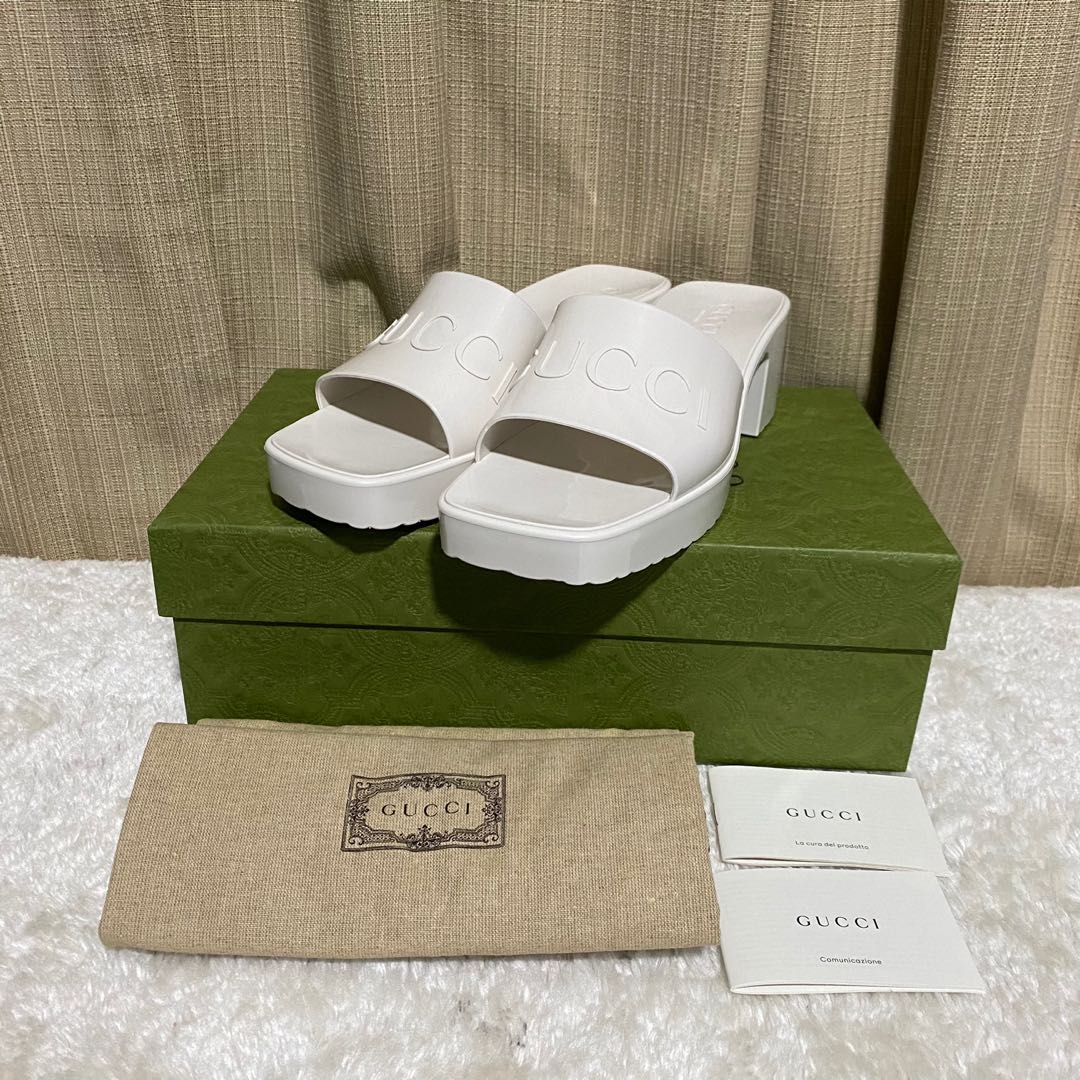 Gucci jelly sandals white clearance
