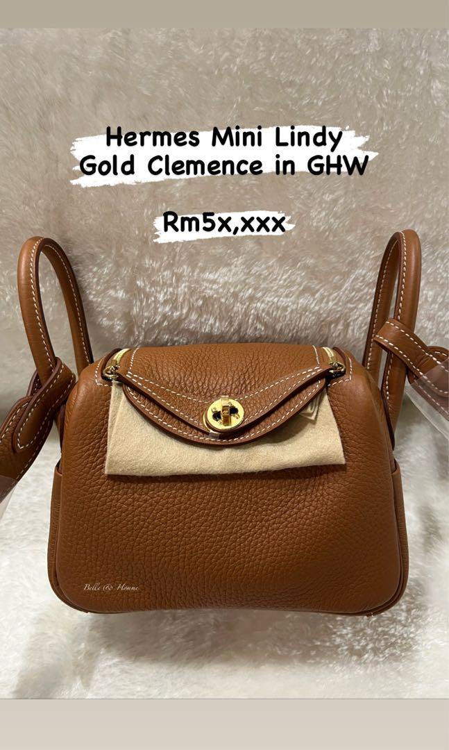 Hermes Mini Lindy Clemence 4B Biscuit SHW Stamp U
