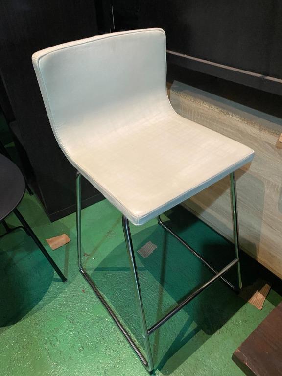 Ikea BERNHARD Cream/White Leather Bar Stool, Furniture & Home Living