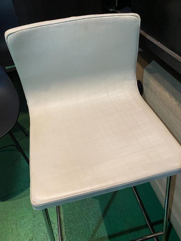 Ikea BERNHARD Cream/White Leather Bar Stool, Furniture & Home Living