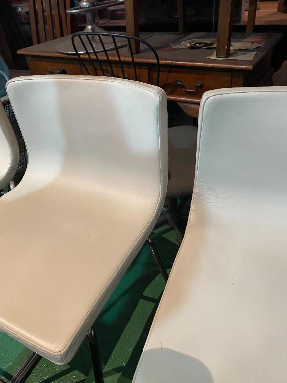Ikea BERNHARD Cream/White Leather Bar Stool, Furniture & Home Living
